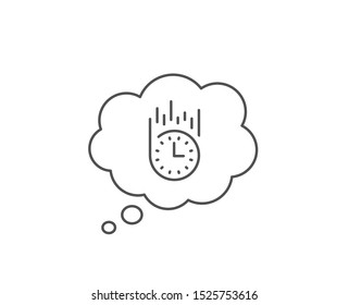 Fast delivery line icon. Chat bubble design. Time sign. Outline concept. Thin line fast delivery icon. Vector