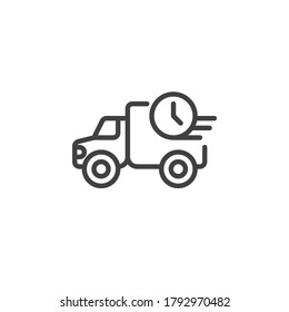 Fast delivery line icon. linear style sign for mobile concept and web design. Express Delivery truck outline vector icon. Symbol, logo illustration. Vector graphics