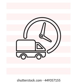 Fast delivery line icon. shipping truck. 