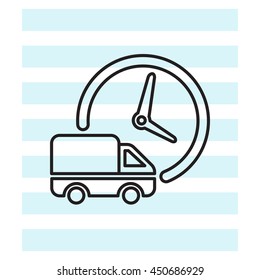 Fast delivery line icon. shipping truck. 