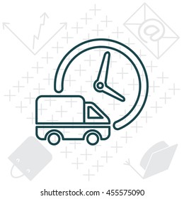 Fast delivery line icon. shipping truck. 