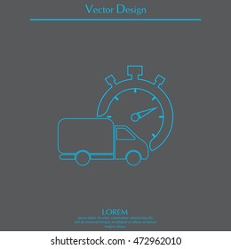 Fast delivery line icon. shipping truck. 