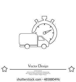 Fast delivery line icon. shipping truck. 