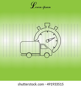 Fast delivery line icon. shipping truck. 
