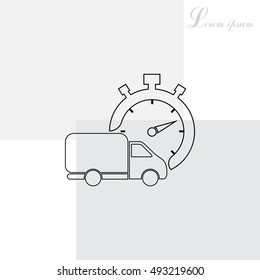Fast delivery line icon. shipping truck. 