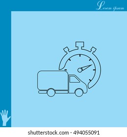 Fast delivery line icon. shipping truck. 