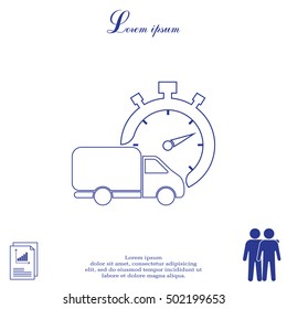 Fast delivery line icon. shipping truck. 