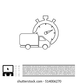 Fast delivery line icon. shipping truck. 