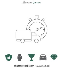 Fast delivery line icon. shipping truck. 