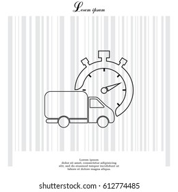 Fast delivery line icon. shipping truck. 