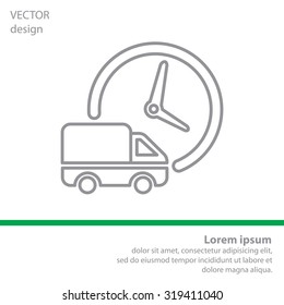 Fast delivery line icon silhouette shipping truck isolated. vector illustration