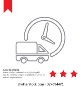 Fast delivery line icon silhouette shipping truck isolated. vector illustration