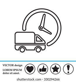 Fast delivery line icon silhouette shipping truck isolated. vector illustration