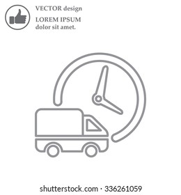 Fast delivery line icon silhouette shipping truck isolated. vector illustration