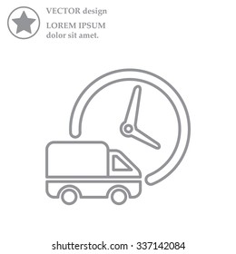 Fast delivery line icon silhouette shipping truck isolated. vector illustration
