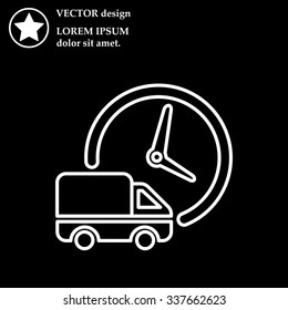 Fast delivery line icon silhouette shipping truck isolated. vector illustration