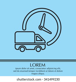 Fast delivery line icon silhouette shipping truck isolated. vector illustration