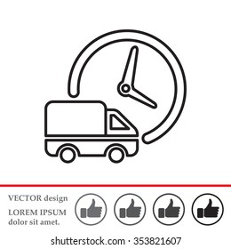 Fast delivery line icon silhouette shipping truck isolated. vector illustration