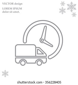 Fast delivery line icon silhouette shipping truck isolated. vector illustration