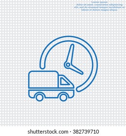 Fast delivery line icon silhouette shipping truck isolated. vector illustration