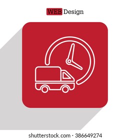 Fast delivery line icon silhouette shipping truck isolated. vector illustration