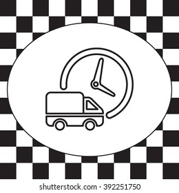 Fast delivery line icon silhouette shipping truck isolated. vector illustration