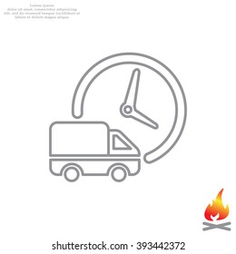 Fast delivery line icon silhouette shipping truck isolated. vector illustration