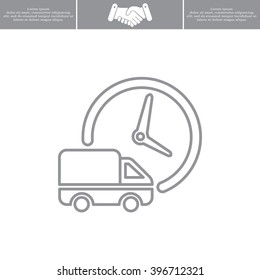 Fast delivery line icon silhouette shipping truck isolated. vector illustration