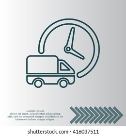 Fast delivery line icon silhouette shipping truck isolated. vector illustration