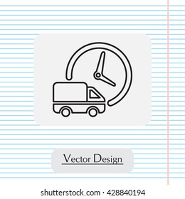 Fast delivery line icon silhouette shipping truck isolated. vector illustration