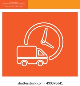 Fast delivery line icon silhouette shipping truck isolated. vector illustration