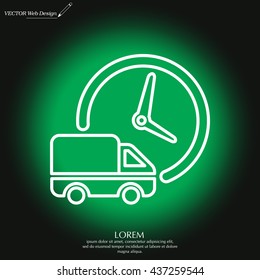 Fast delivery line icon silhouette shipping truck isolated. vector illustration