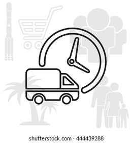 Fast delivery line icon silhouette shipping truck isolated. vector illustration