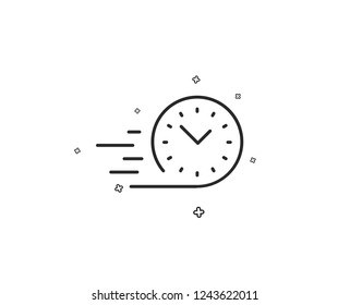 Fast delivery line icon. Time sign. Geometric shapes. Random cross elements. Linear Fast delivery icon design. Vector