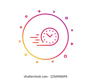 Fast delivery line icon. Time sign. Gradient pattern line button. Fast delivery icon design. Geometric shapes. Vector