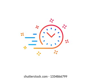Fast delivery line icon. Time sign. Gradient design elements. Linear fast delivery icon. Random shapes. Vector