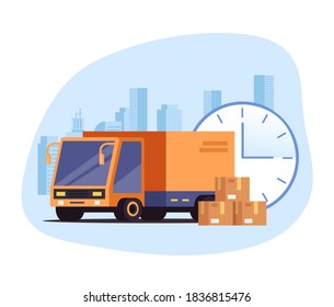 Fast delivery logistic shipping car concept. Vector flat graphic design illustration