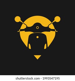 Fast delivery logo design. Transport logistic logo template. Food delivery logo. Scooter and map location icon. Vector illustration