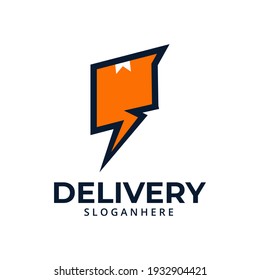 Fast Delivery Logo designs Template. Illustration vector graphic of thunder with box logo design concept. Perfect for Delivery service, Delivery express logo design.
