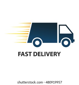 Fast delivery logo icon with car illustration