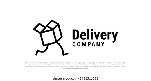 Fast delivery logo template design with a running box