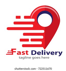 Fast delivery logo template design vector.map pin icon