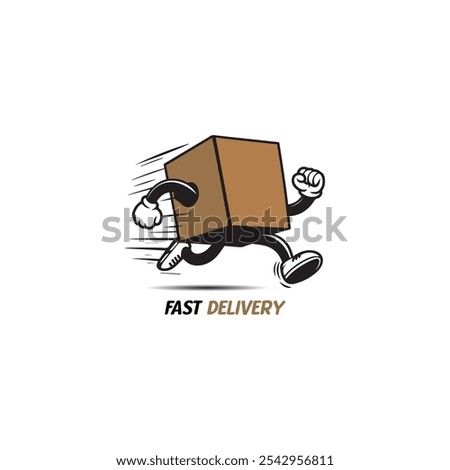 Fast delivery logo template design with a running box. Vector illustration.