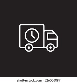 Fast Delivery, lorry line icon, outline vector sign, linear pictogram isolated on black. logo illustration