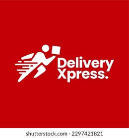 fast delivery man quick dash logo vector icon illustration