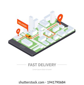 Fast delivery - modern vector colorful isometric illustration