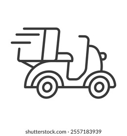 Fast delivery moped icon in line design. Fast, delivery, moped, courier, speed, transportation, logistics on white background vector. Fast delivery moped editable stroke icon