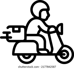 fast delivery with motocycle, courier symbol vector icon - outline and linear style.