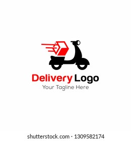Fast Delivery With Motorcycle Logo Vector