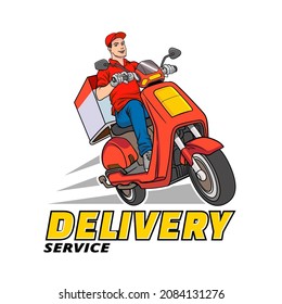 Fast delivery with motorcycle pop art comics style.